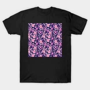 Sakura flower blooms on dark blue T-Shirt